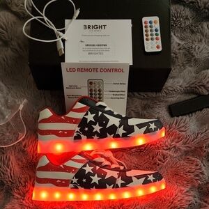 Bright LED Light-Up Sneakers with American Flag Design